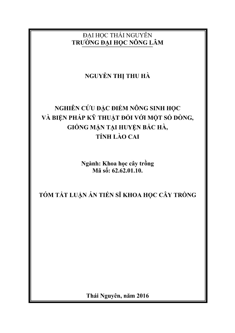 Tóm tắt Luận án Nghiên cứu đặc điểm nông sinh học và biện pháp kỹ thuật đối với một số dòng, giống mận tại huyện Bắc Hà, tỉnh Lào Cai trang 1 Tóm tắt Luận án Nghiên cứu đặc điểm nông sinh học và biện pháp kỹ thuật đối với một số dòng, giống mận tại huyện Bắc Hà, tỉnh Lào Cai trang 1