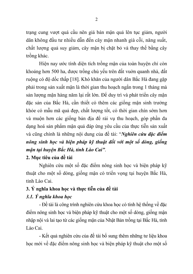 Tóm tắt Luận án Nghiên cứu đặc điểm nông sinh học và biện pháp kỹ thuật đối với một số dòng, giống mận tại huyện Bắc Hà, tỉnh Lào Cai trang 5 Tóm tắt Luận án Nghiên cứu đặc điểm nông sinh học và biện pháp kỹ thuật đối với một số dòng, giống mận tại huyện Bắc Hà, tỉnh Lào Cai trang 5