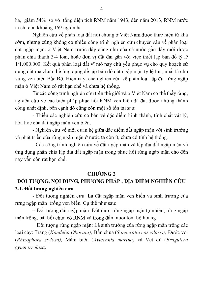 Tóm tắt Luận án Nghiên cứu đặc điểm đất ngập mặn vùng ven biển Quảng Ninh và Hải Phòng làm cơ sở đề xuất các giải pháp khôi phục hệ sinh thái rừng ngập mặn trang 6 Tóm tắt Luận án Nghiên cứu đặc điểm đất ngập mặn vùng ven biển Quảng Ninh và Hải Phòng làm cơ sở đề xuất các giải pháp khôi phục hệ sinh thái rừng ngập mặn trang 6