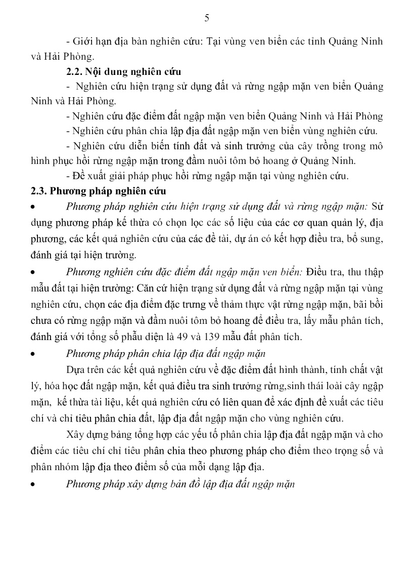 Tóm tắt Luận án Nghiên cứu đặc điểm đất ngập mặn vùng ven biển Quảng Ninh và Hải Phòng làm cơ sở đề xuất các giải pháp khôi phục hệ sinh thái rừng ngập mặn trang 7 Tóm tắt Luận án Nghiên cứu đặc điểm đất ngập mặn vùng ven biển Quảng Ninh và Hải Phòng làm cơ sở đề xuất các giải pháp khôi phục hệ sinh thái rừng ngập mặn trang 7