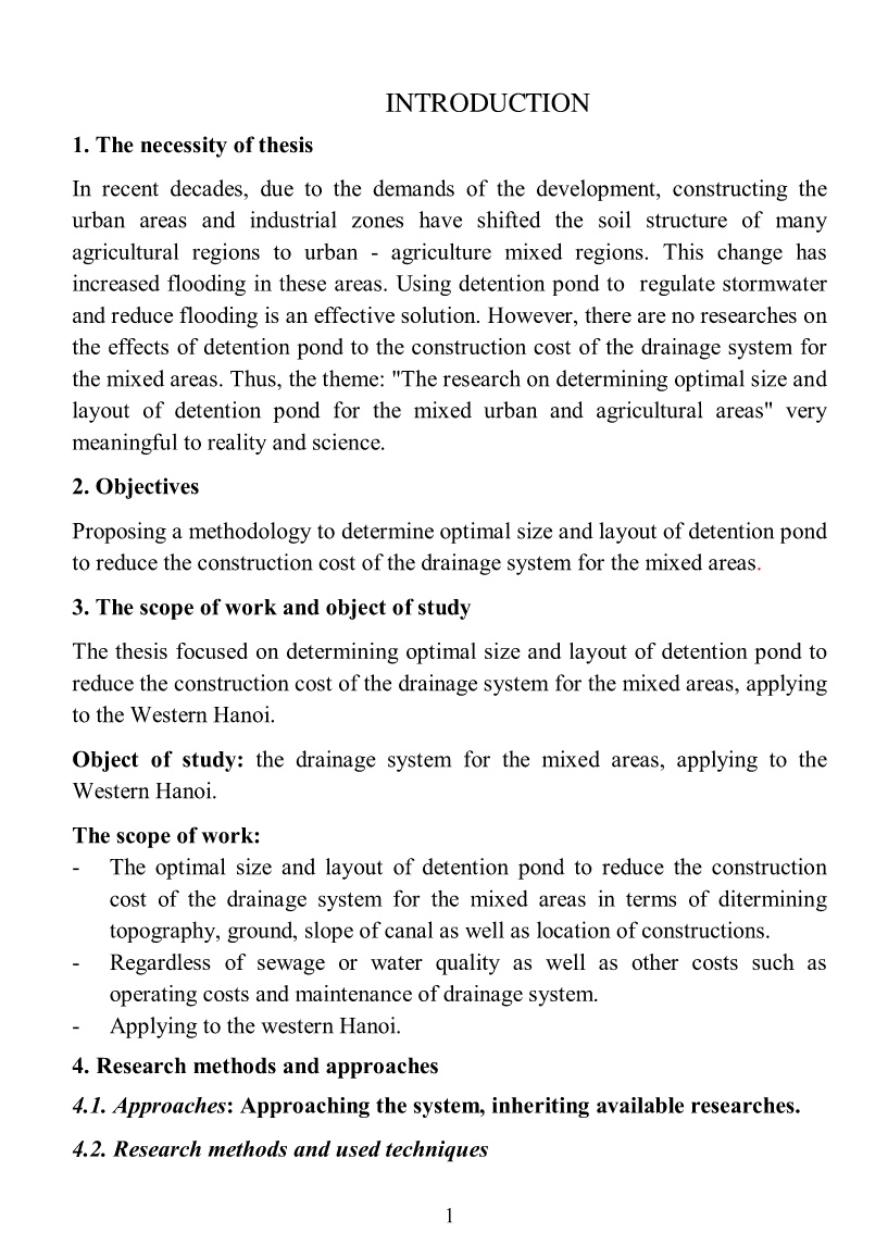 Tóm tắt Luận án The research on determining optimal size and layout of detetion pond for the mixed urban and agricultural basins trang 3 Tóm tắt Luận án The research on determining optimal size and layout of detetion pond for the mixed urban and agricultural basins trang 3