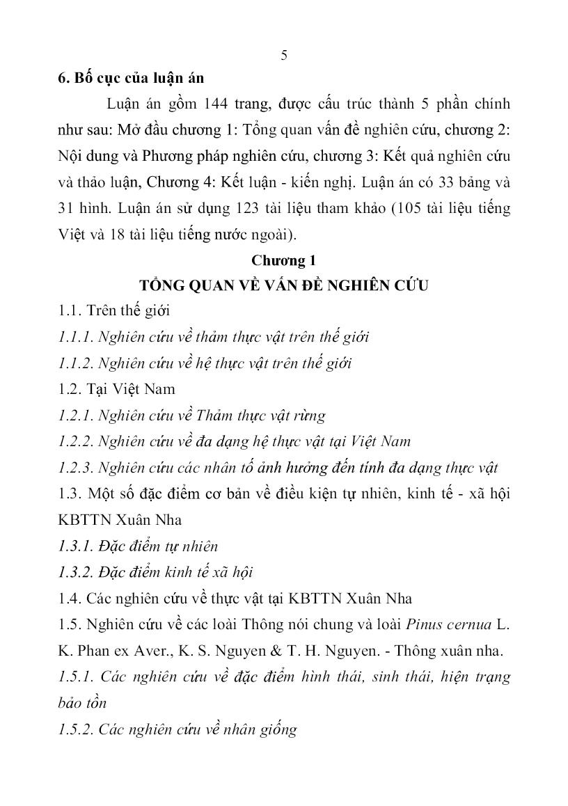 Tóm tắt Luận án Nghiên cứu tính đa dạng thực vật tại khu bảo tồn thiên nhiên Xuân Nha, tỉnh Sơn La trang 7