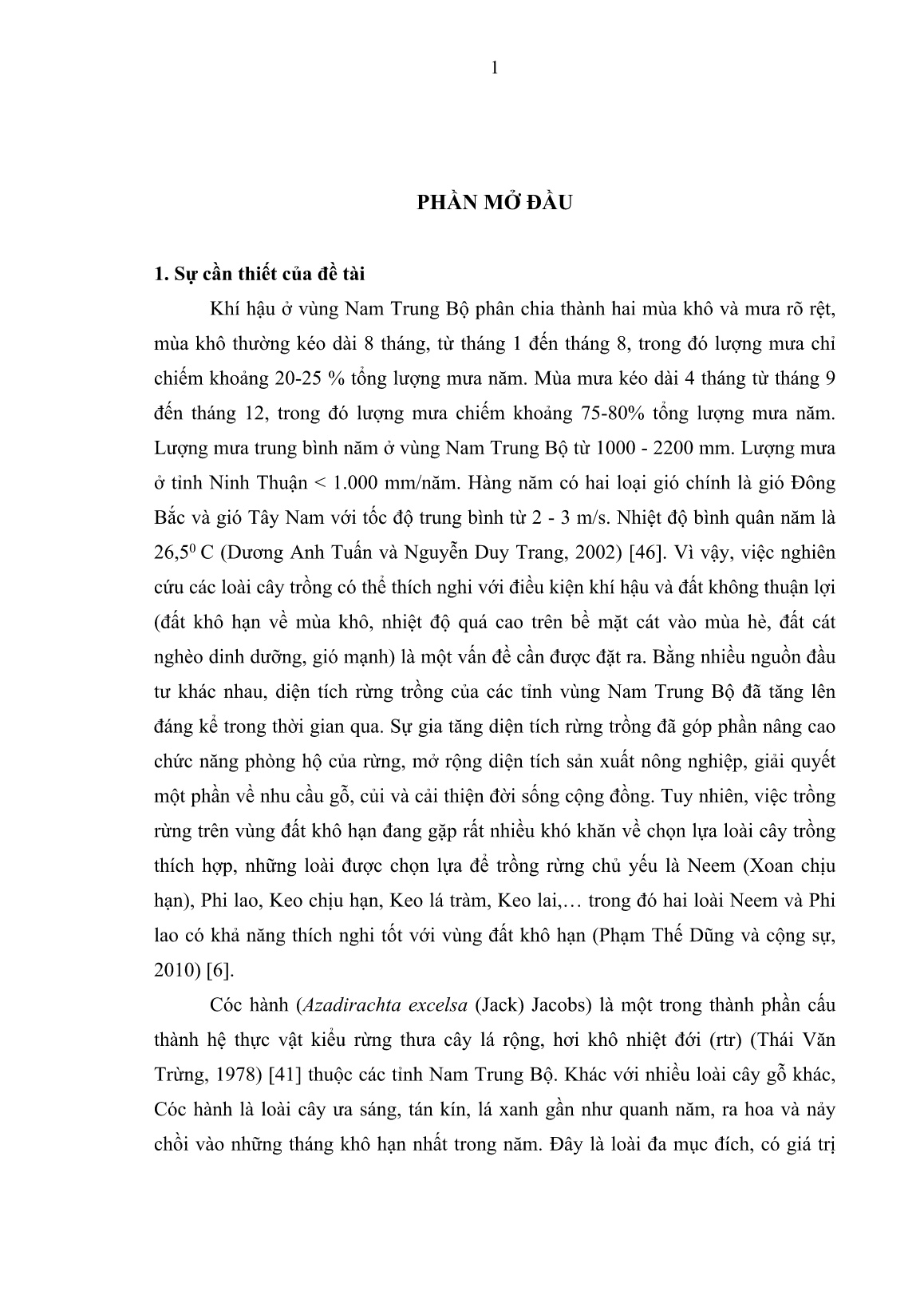 Luận án Nghiên cứu một số đặc điểm sinh học và kỹ thuật trồng rừng Cóc hành (Azadirachta excelsa (Jack) Jacobs) ở vùng khô hạn Nam Trung Bộ trang 1