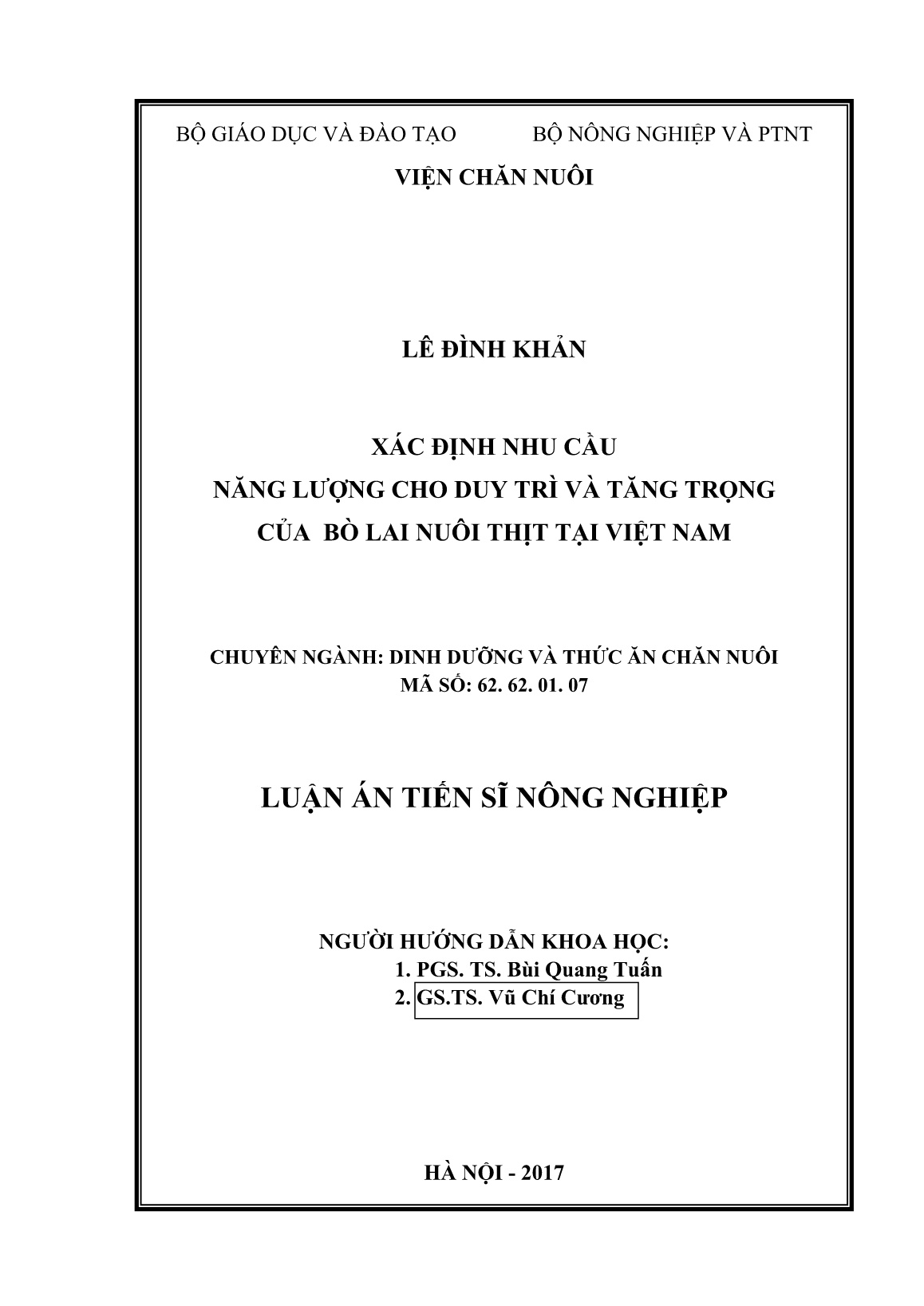 Luận án Xác định nhu cầu năng lượng cho duy trì và tăng trọng của bò lai nuôi thịt tại Việt Nam trang 2 Luận án Xác định nhu cầu năng lượng cho duy trì và tăng trọng của bò lai nuôi thịt tại Việt Nam trang 2