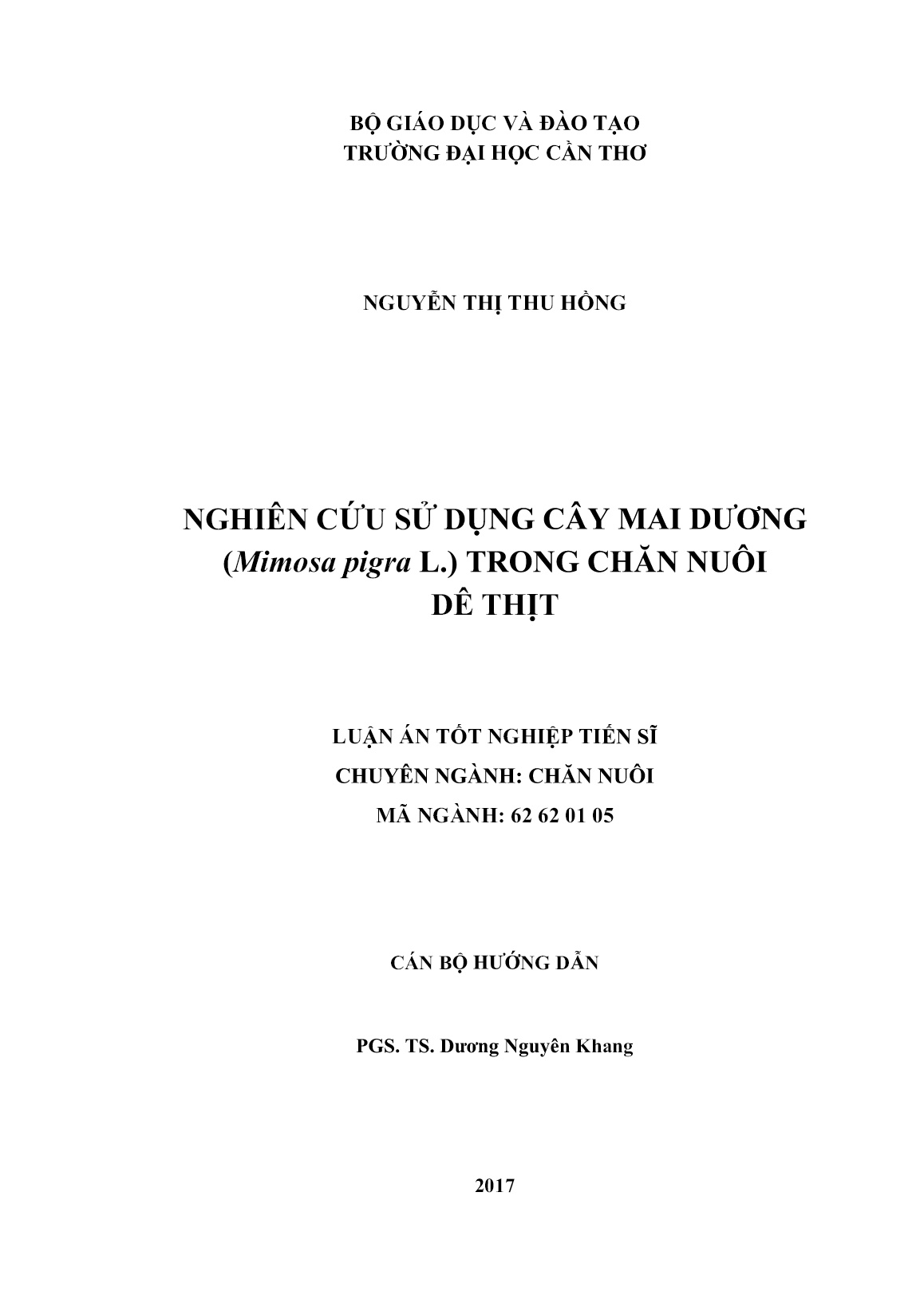 Luận án Nghiên cứu sử dụng cây mai dương (Mimosa pigra L.) trong chăn nuôi dê thịt trang 2