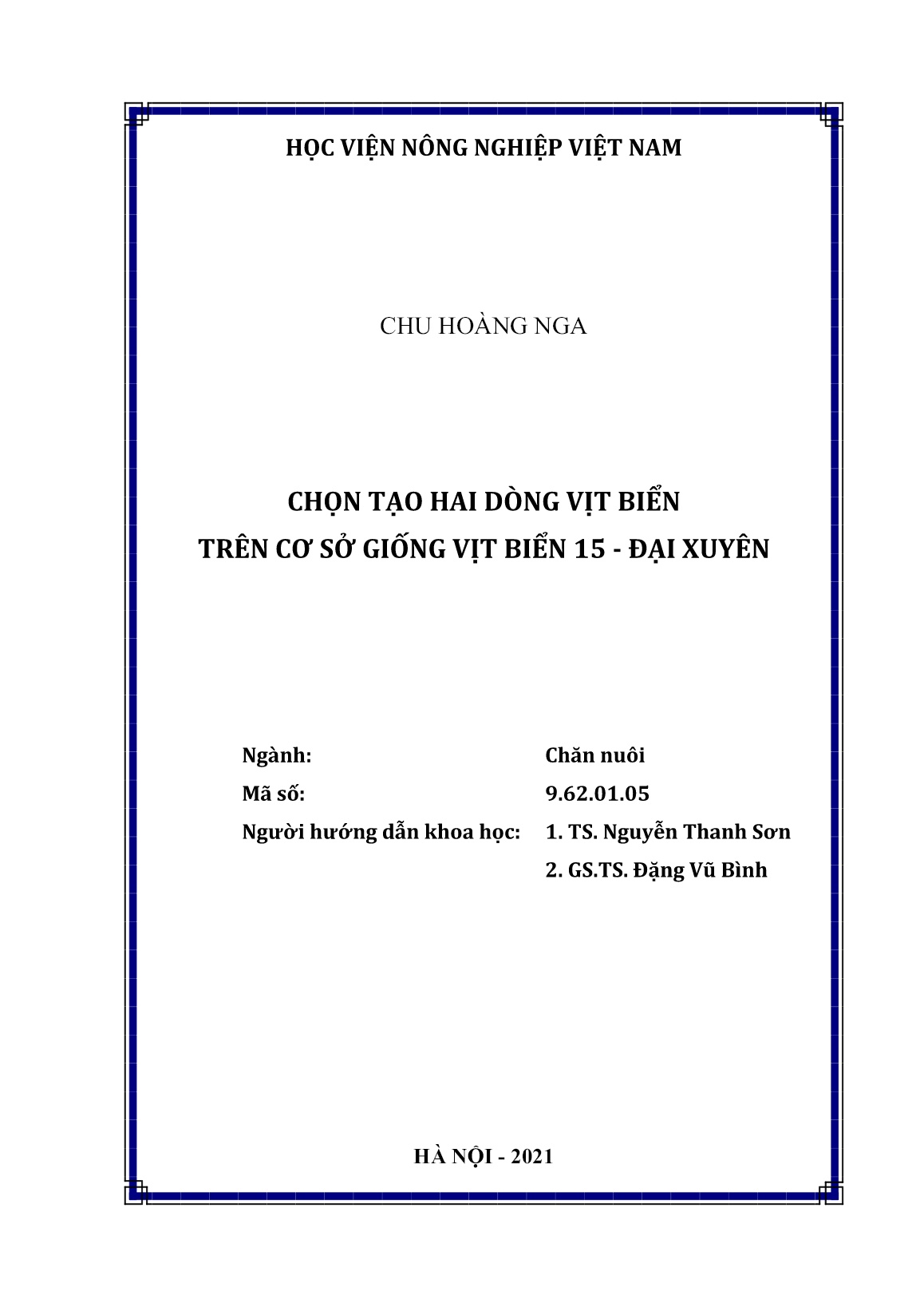 Luận án Chọn tạo hai dòng vịt biển trên cơ sở giống vịt biển 15 - Đại Xuyên trang 2 Luận án Chọn tạo hai dòng vịt biển trên cơ sở giống vịt biển 15 - Đại Xuyên trang 2