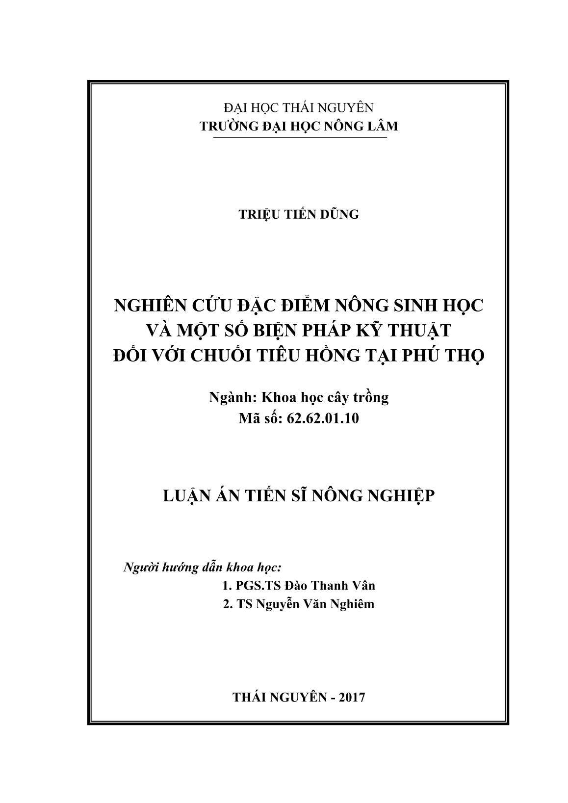 Luận án Nghiên cứu đặc điểm nông sinh học và một số biện pháp kỹ thuật đối với chuối tiêu hồng tại Phú Thọ trang 2 Luận án Nghiên cứu đặc điểm nông sinh học và một số biện pháp kỹ thuật đối với chuối tiêu hồng tại Phú Thọ trang 2