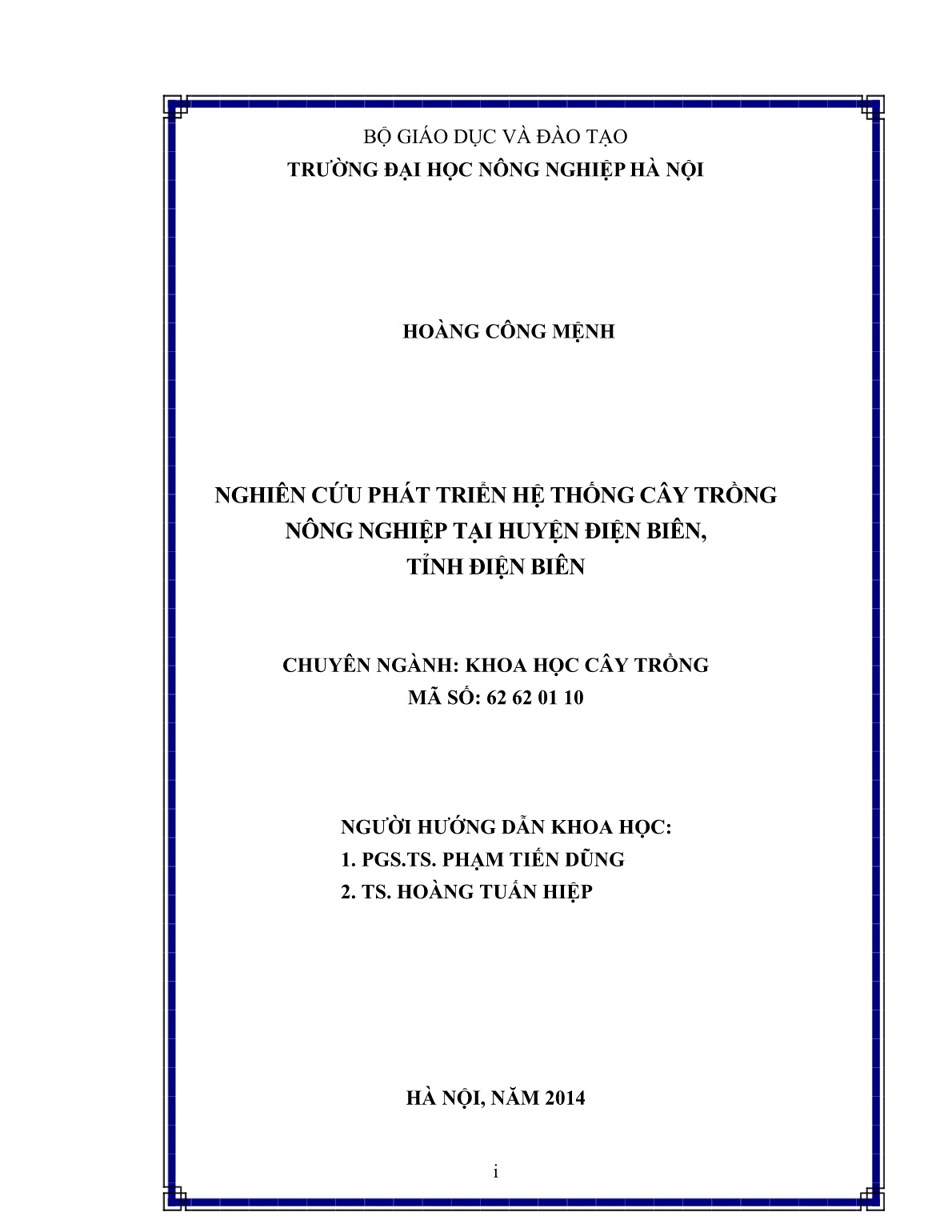Luận án Nghiên cứu phát triển hệ thống cây trồng nông nghiệp tại huyện Điện Biên, tỉnh Điện Biên trang 2