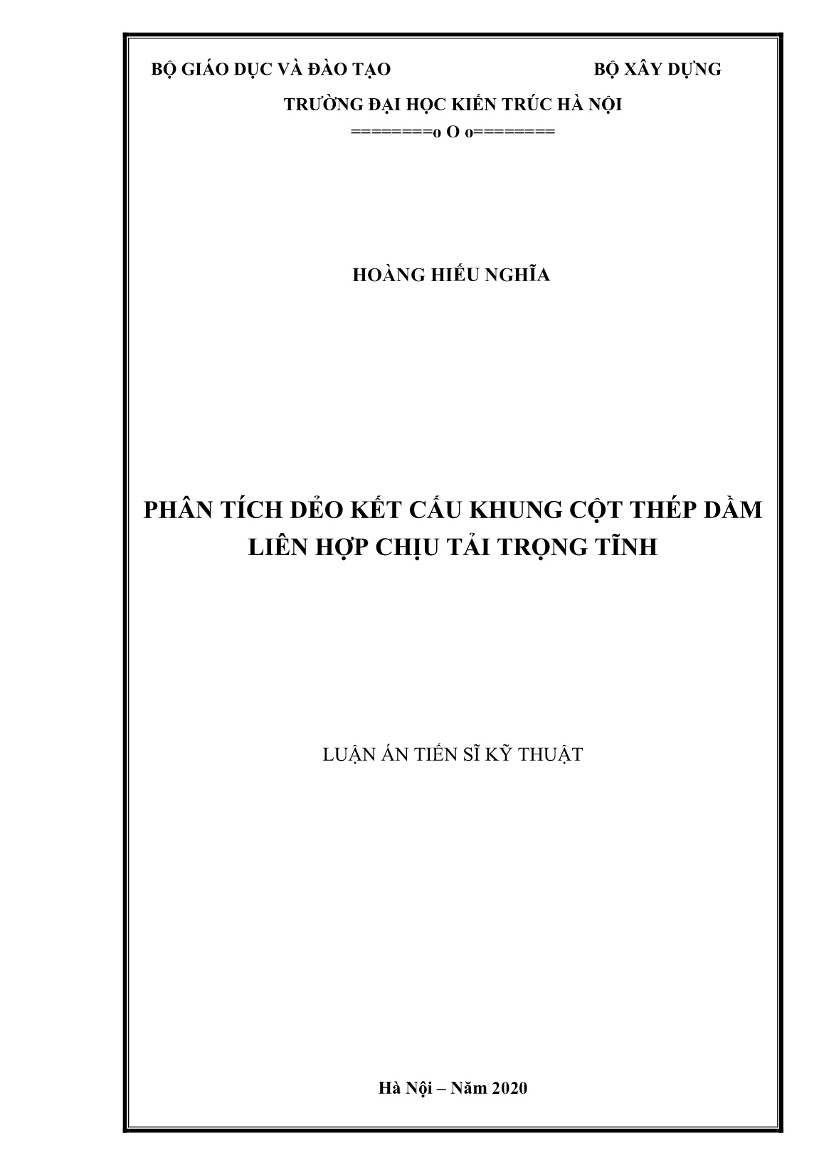Luận án Phân tích dẻo kết cấu khung cột thép dầm liên hợp chịu tải trọng tĩnh trang 1 Luận án Phân tích dẻo kết cấu khung cột thép dầm liên hợp chịu tải trọng tĩnh trang 1