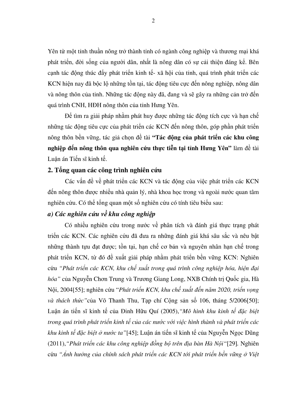 Luận án Tác động của phát triển các khu công nghiệp đến nông thôn qua nghiên cứu thực tiễn tại tỉnh Hưng Yên trang 2 Luận án Tác động của phát triển các khu công nghiệp đến nông thôn qua nghiên cứu thực tiễn tại tỉnh Hưng Yên trang 2
