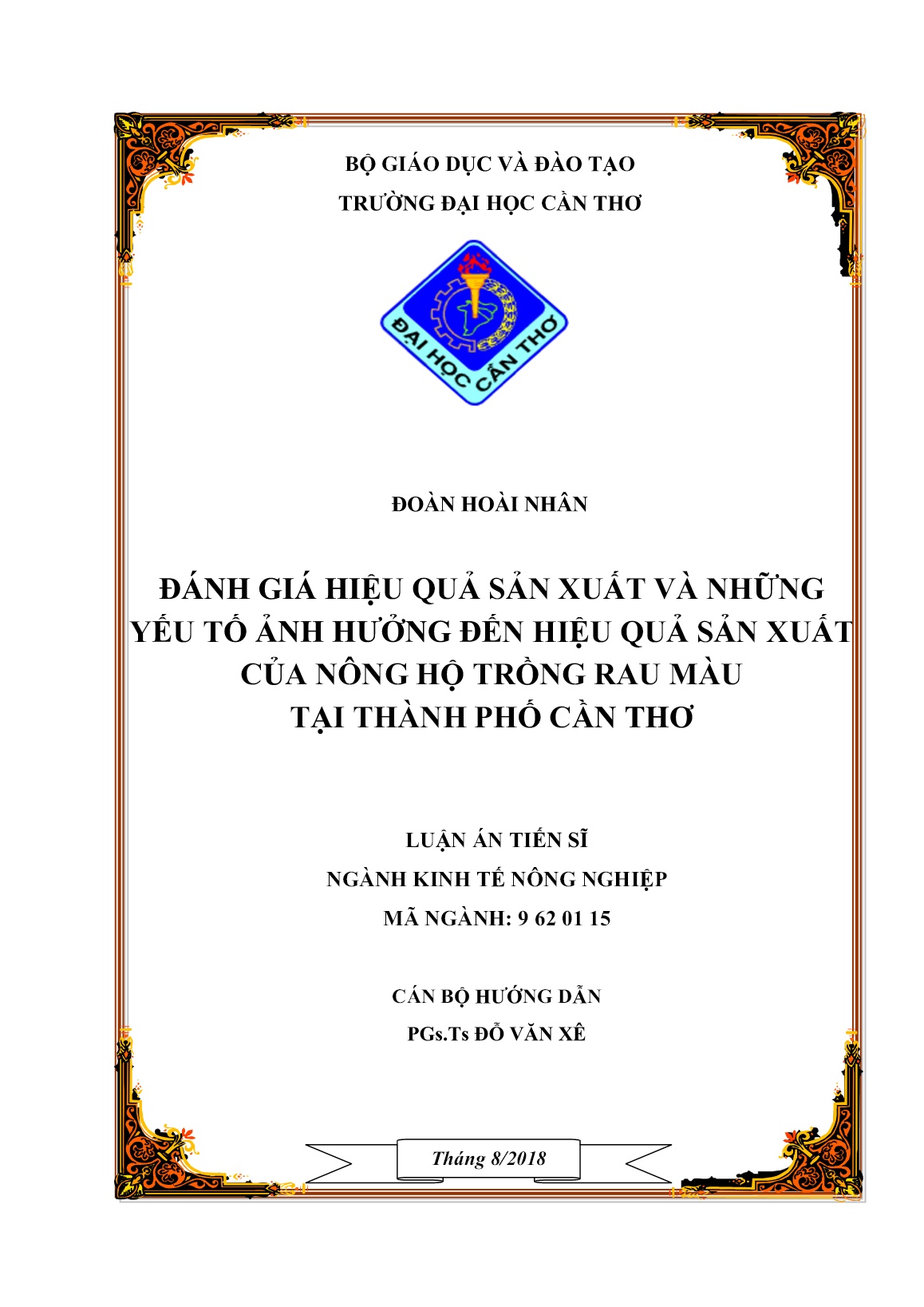 Luận án Đánh giá hiệu quả sản xuất và những yếu tố ảnh hưởng đến hiệu quả sản xuất của nông hộ trồng rau màu tại Thành phố Cần Thơ trang 2 Luận án Đánh giá hiệu quả sản xuất và những yếu tố ảnh hưởng đến hiệu quả sản xuất của nông hộ trồng rau màu tại Thành phố Cần Thơ trang 2