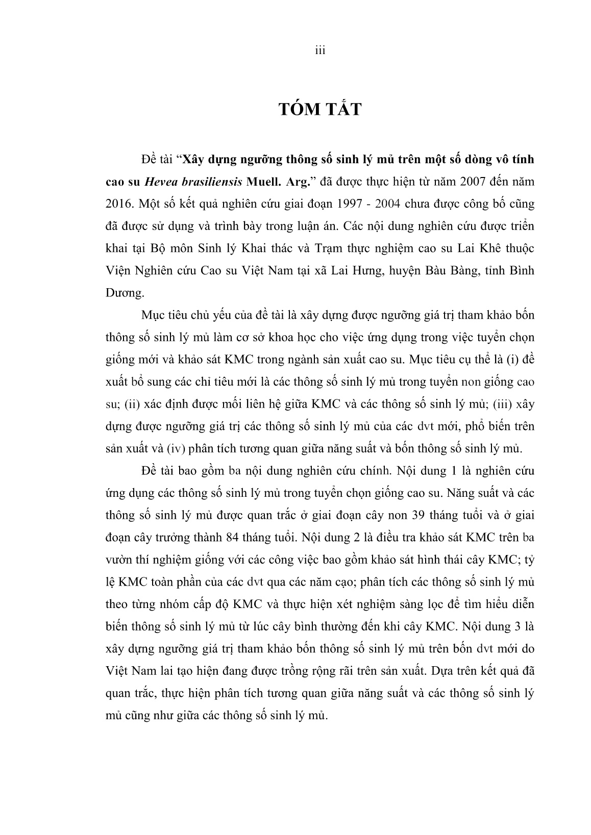 Luận án Xây dựng ngưỡng thông số sinh lý mủ trên một số dòng vô tính cao su (Hevea brasiliensis Muell. Arg.) trang 5