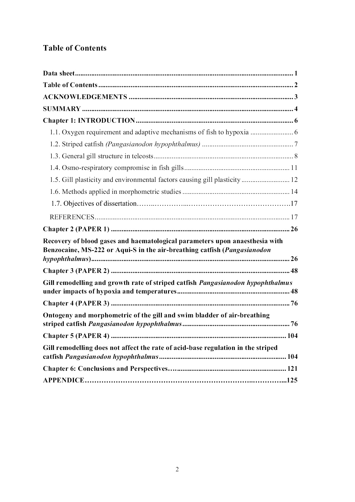 Luận án The effects of elevated temperature and hypoxia on the respiratory organs of Pangasianodon hypophthalmus trang 5