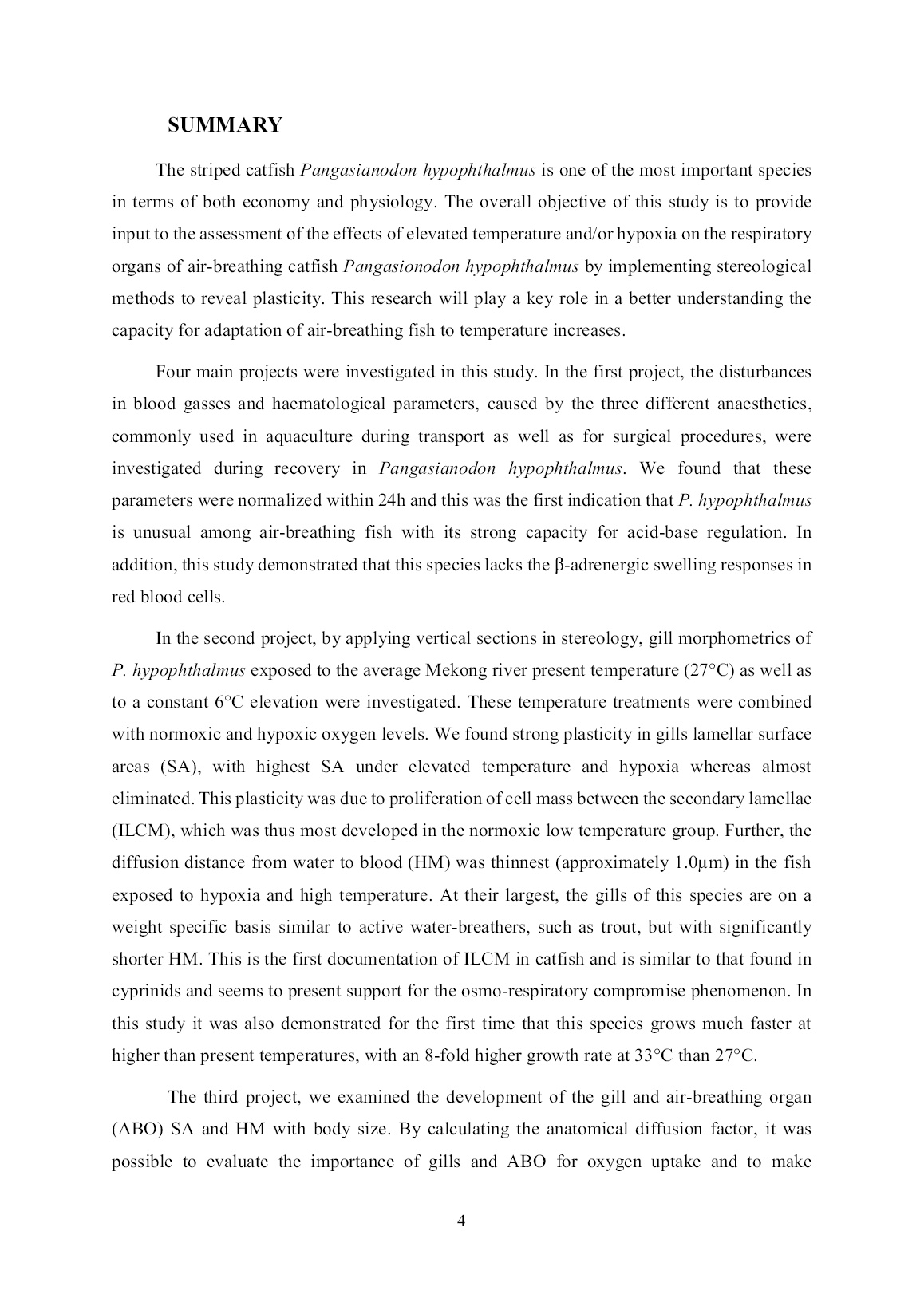Luận án The effects of elevated temperature and hypoxia on the respiratory organs of Pangasianodon hypophthalmus trang 7
