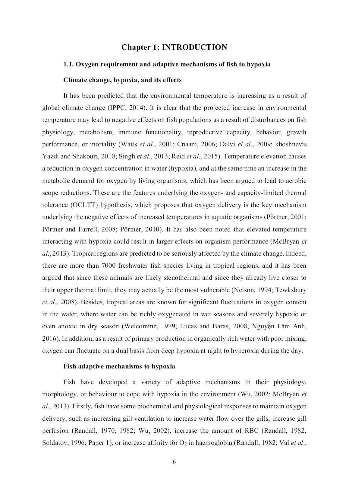 Luận án The effects of elevated temperature and hypoxia on the respiratory organs of Pangasianodon hypophthalmus trang 9