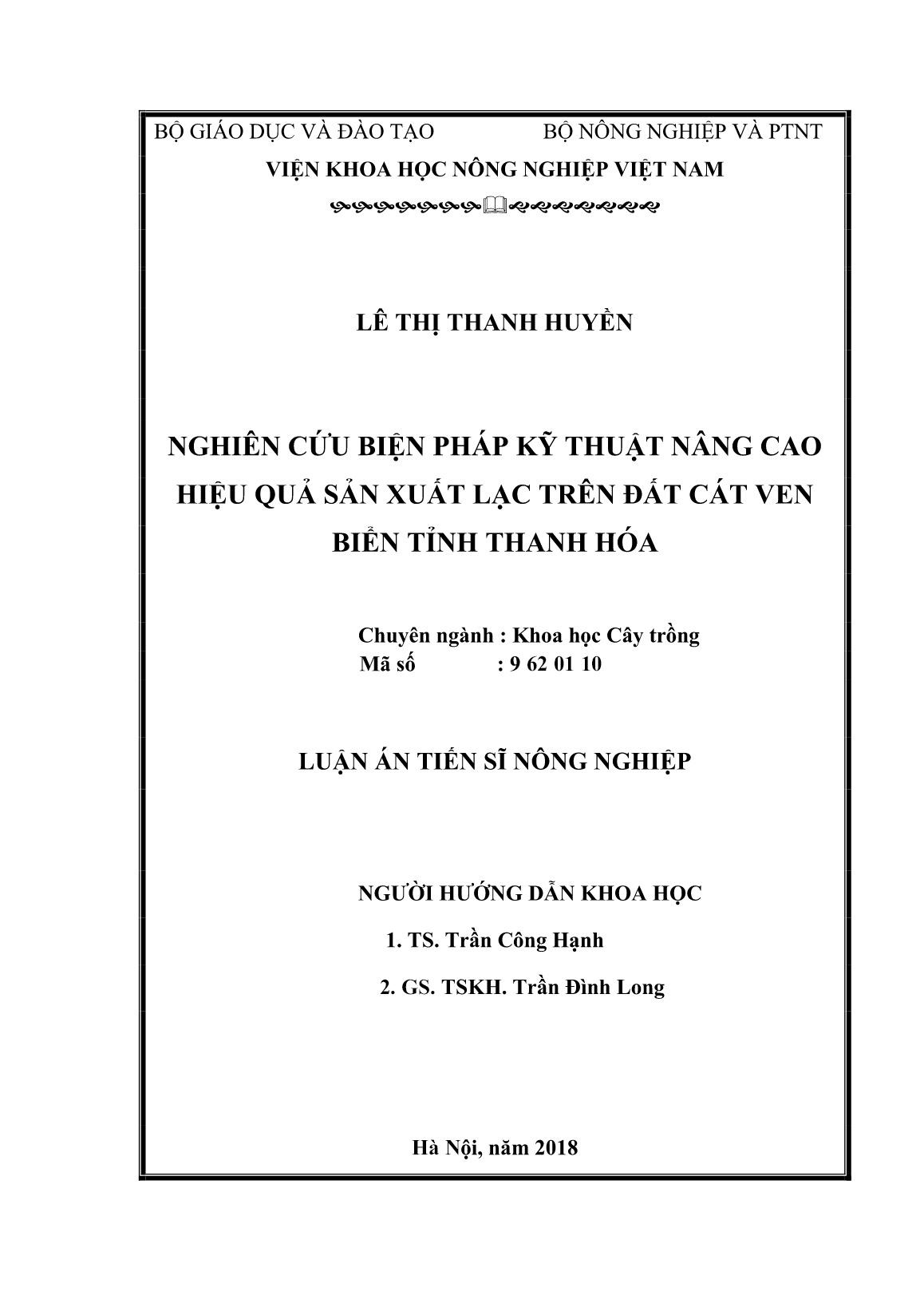 Luận án Nghiên cứu biện pháp kỹ thuật nâng cao hiệu quả sản xuất lạc trên đất cát ven biển tỉnh Thanh Hóa trang 2
