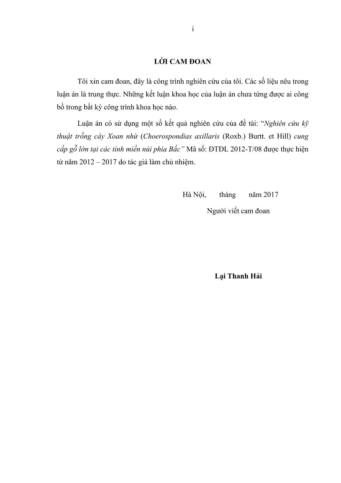 Luận án Nghiên cứu kỹ thuật trồng cây Xoan nhừ (Choerospondias axillaris (Roxb.) Burtt. et Hill) cung cấp gỗ lớn tại các tỉnh miền núi phía Bắc trang 1 Luận án Nghiên cứu kỹ thuật trồng cây Xoan nhừ (Choerospondias axillaris (Roxb.) Burtt. et Hill) cung cấp gỗ lớn tại các tỉnh miền núi phía Bắc trang 1