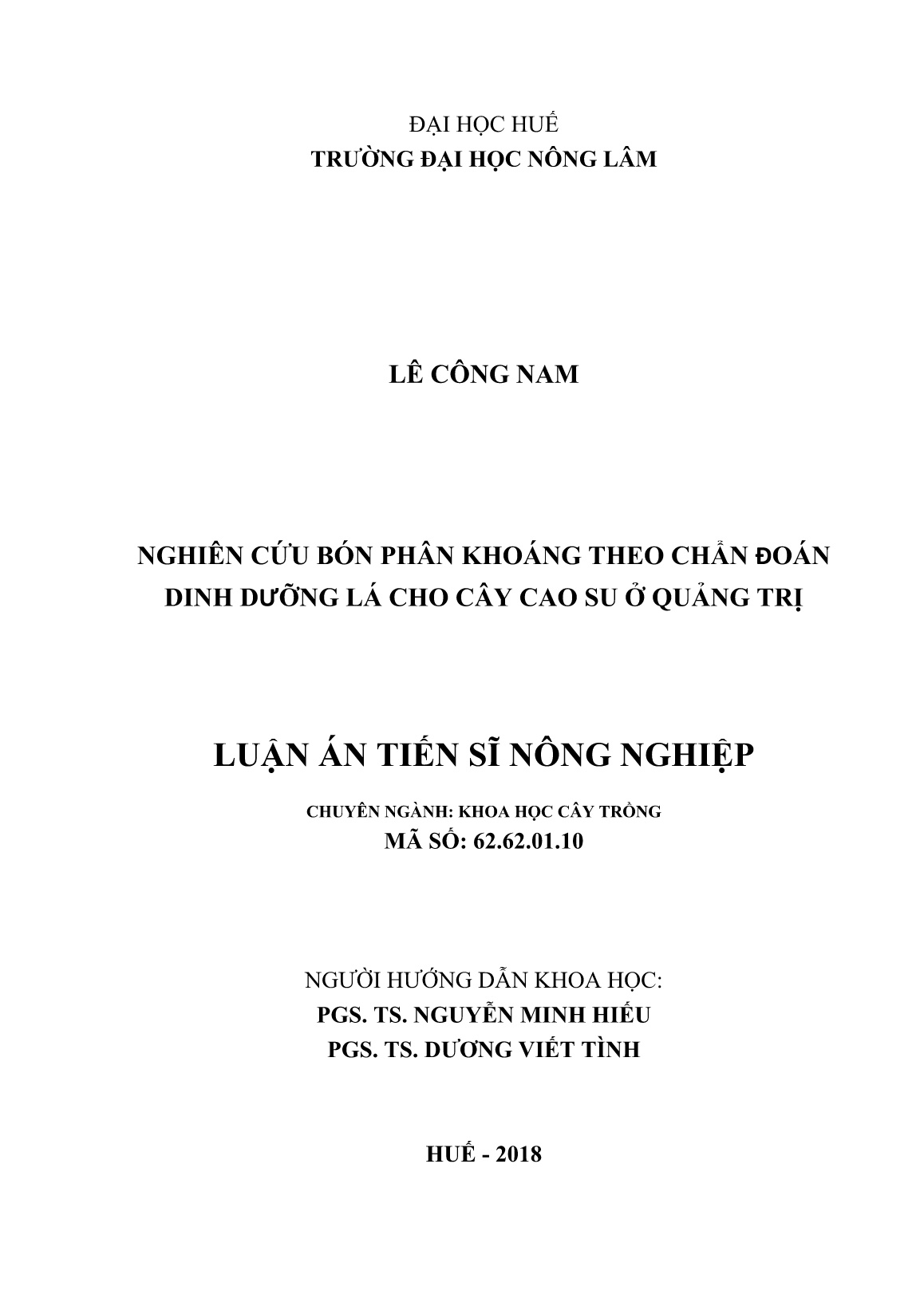 Luận án Nghiên cứu bón phân khoáng theo chẩn đoán dinh dưỡng lá cho cây cao su ở Quảng Trị trang 2