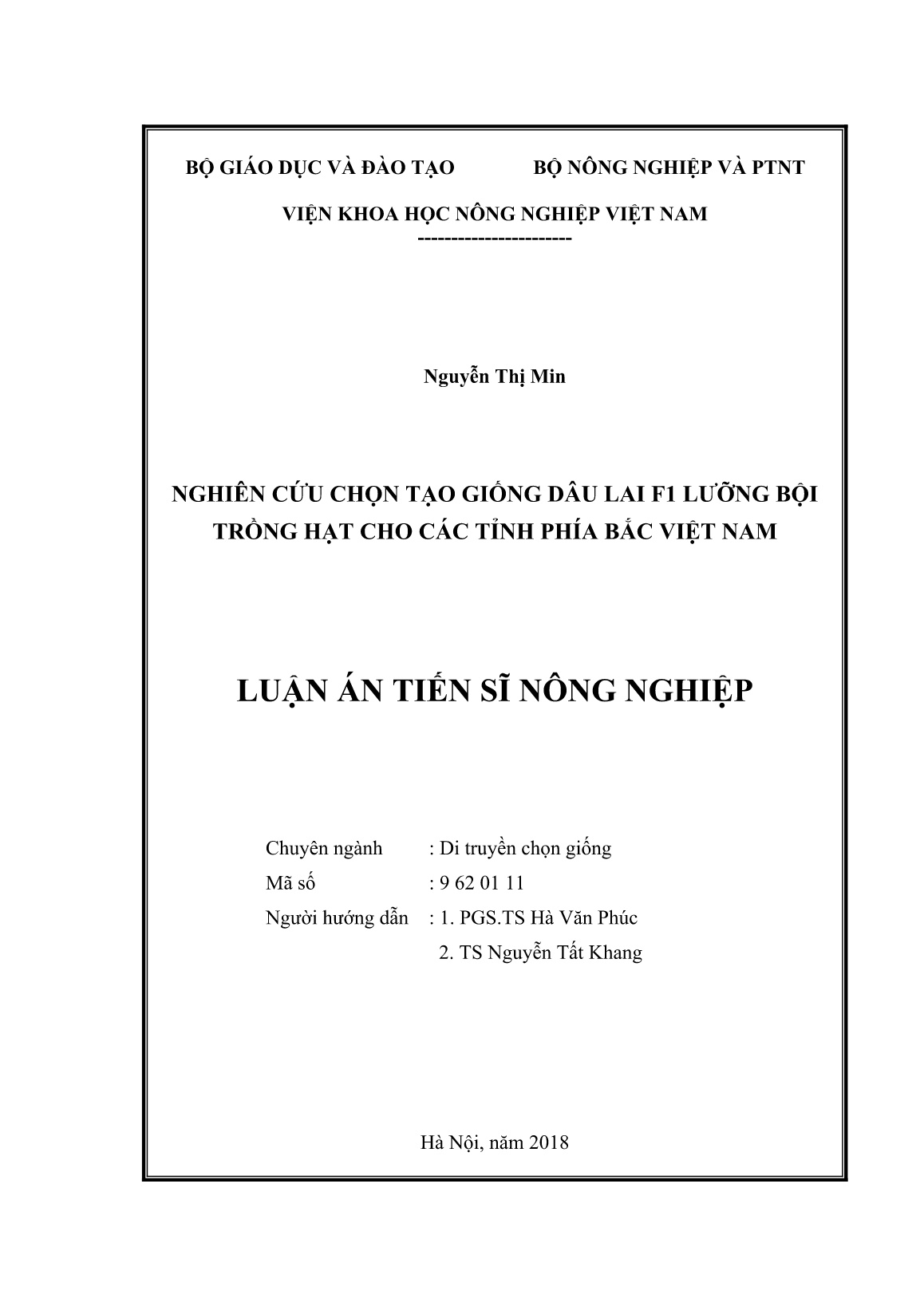 Luận án Nghiên cứu chọn tạo giống dâu lai F1 lưỡng bội trồng hạt cho các tỉnh phía Bắc Việt Nam trang 2