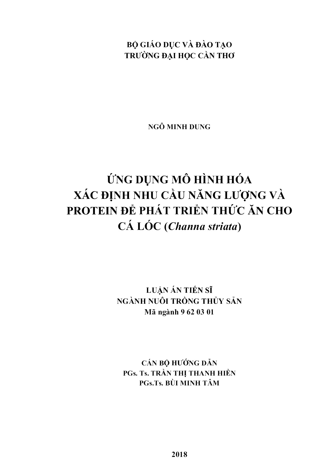 Luận án Ứng dụng mô hình hóa xác định nhu cầu năng lượng và protein để phát triển thức ăn cho cá lóc (Channa striata) trang 2