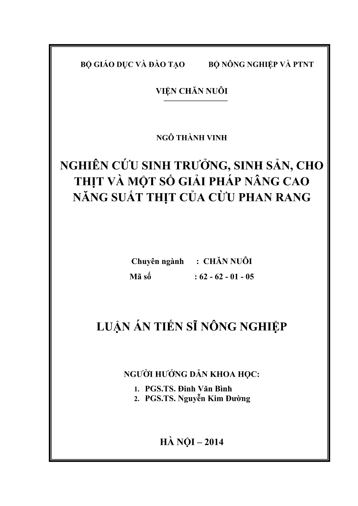 Luận án Nghiên cứu sinh trưởng, sinh sản, cho thịt và một số giải pháp nâng cao năng suất thịt của cừu Phan Rang trang 2