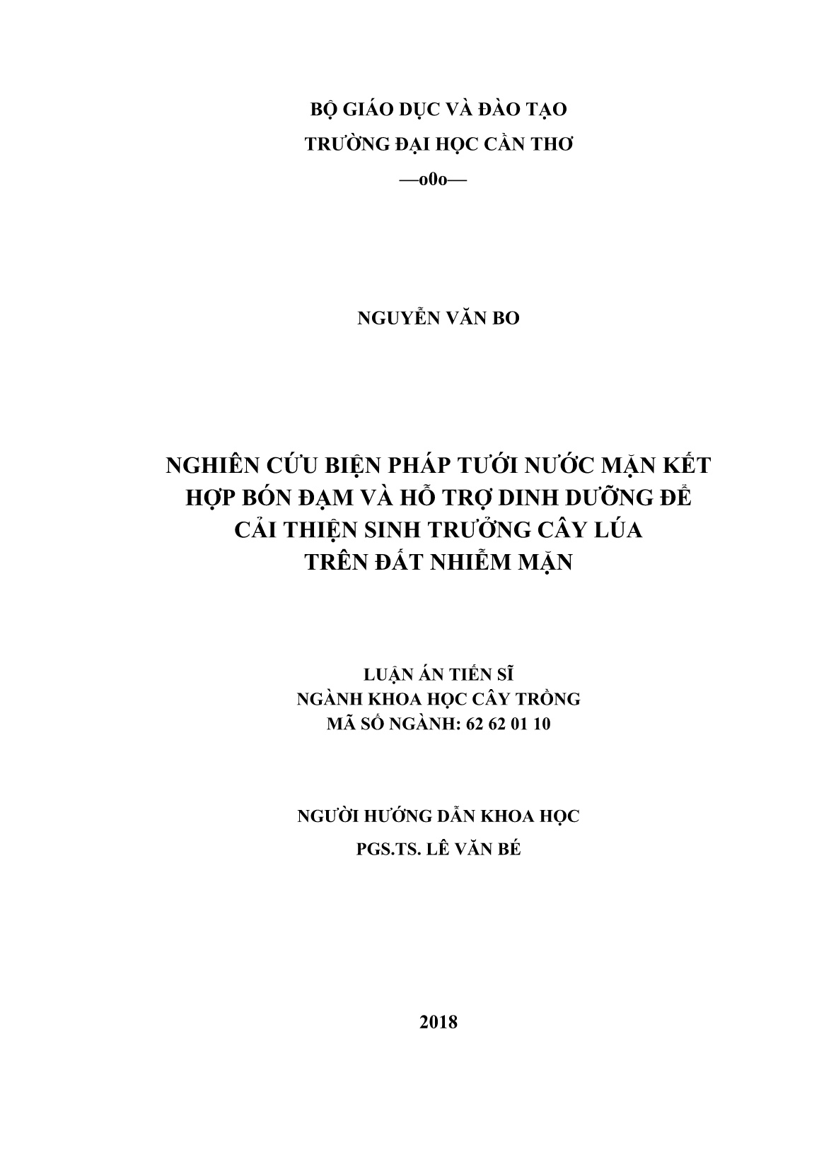 Luận án Nghiên cứu biện pháp tưới nước mặn kết hợp bón đạm và hỗ trợ dinh dưỡng để cải thiện sinh trưởng cây lúa trên đất nhiễm mặn trang 2