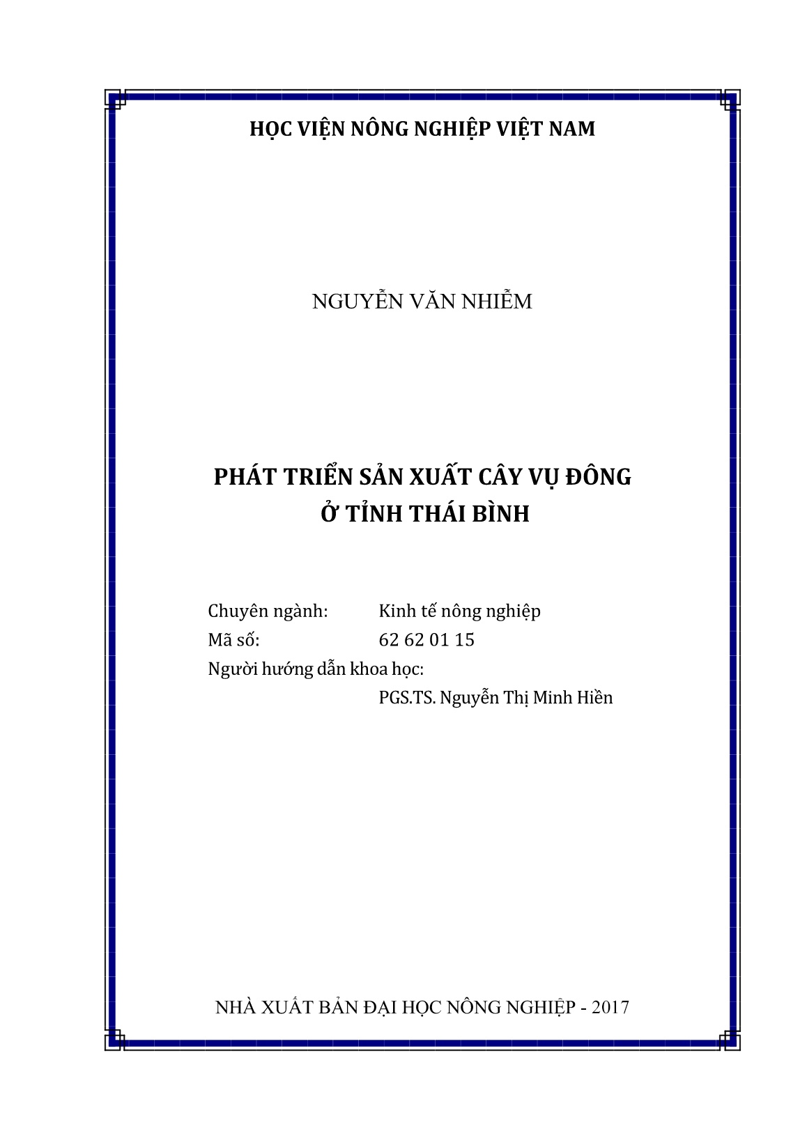 Luận án Phát triển sản xuất cây vụ đông ở tỉnh Thái Bình trang 2