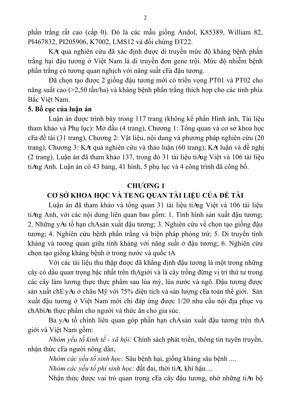 Tóm tắt Luận án Nghiên cứu chọn tạo giống đậu tương kháng bệnh phấn trắng cho các tỉnh phía Bắc Việt Nam trang 4