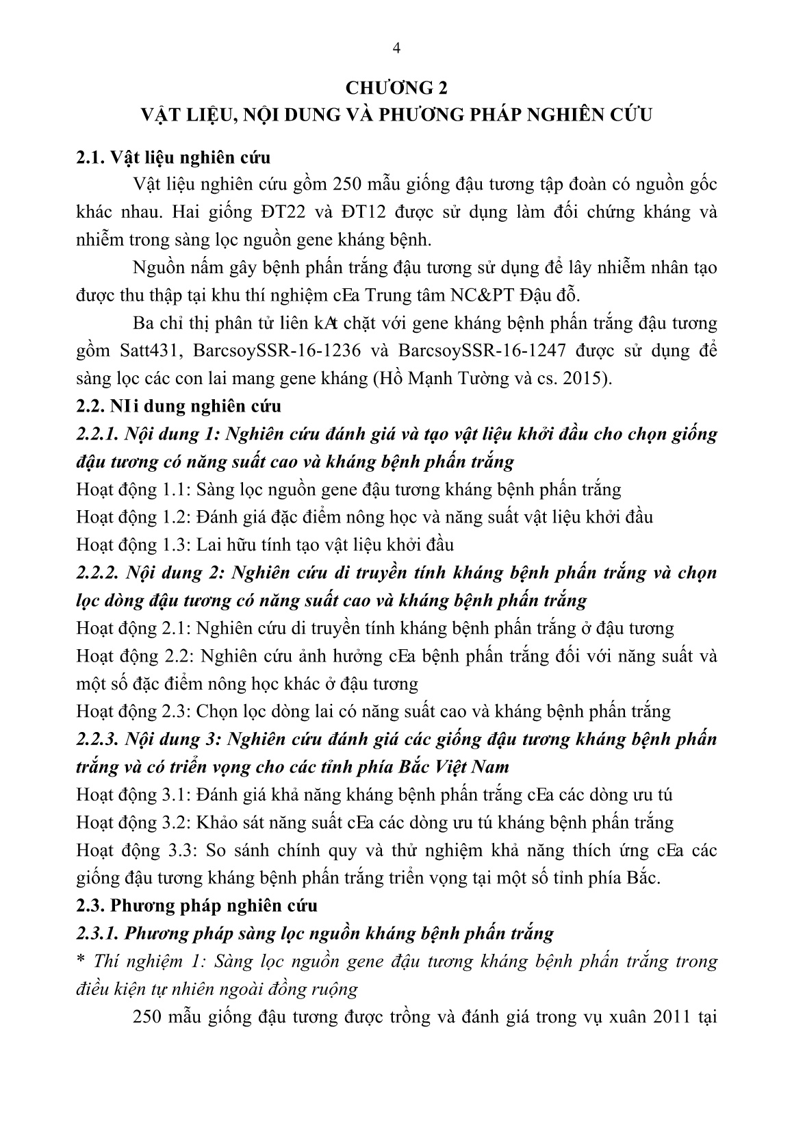 Tóm tắt Luận án Nghiên cứu chọn tạo giống đậu tương kháng bệnh phấn trắng cho các tỉnh phía Bắc Việt Nam trang 6