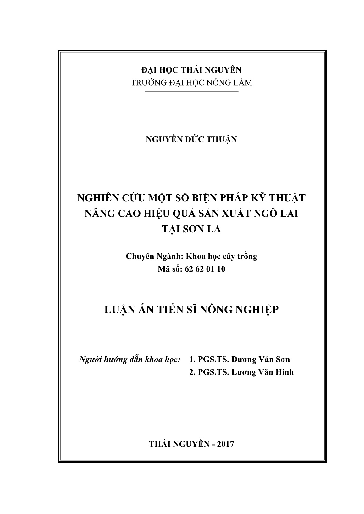 Luận án Nghiên cứu một số biện pháp kỹ thuật nâng cao hiệu quả sản xuất ngô lai tại Sơn La trang 2