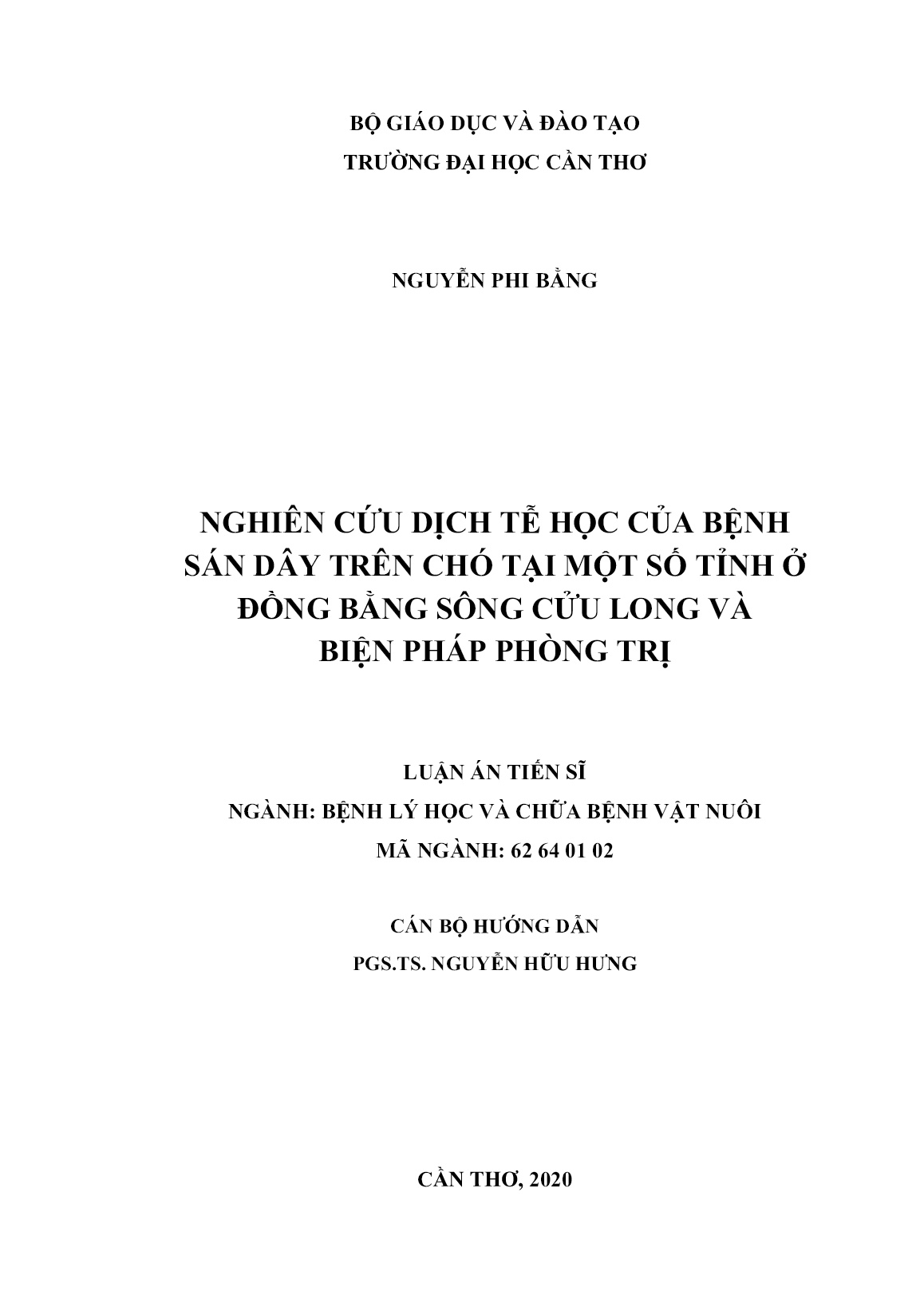 Luận án Nghiên cứu dịch tễ học của bệnh sán dây trên chó tại một số tỉnh ở đồng bằng sông Cửu Long và biện pháp phòng trị trang 2 Luận án Nghiên cứu dịch tễ học của bệnh sán dây trên chó tại một số tỉnh ở đồng bằng sông Cửu Long và biện pháp phòng trị trang 2