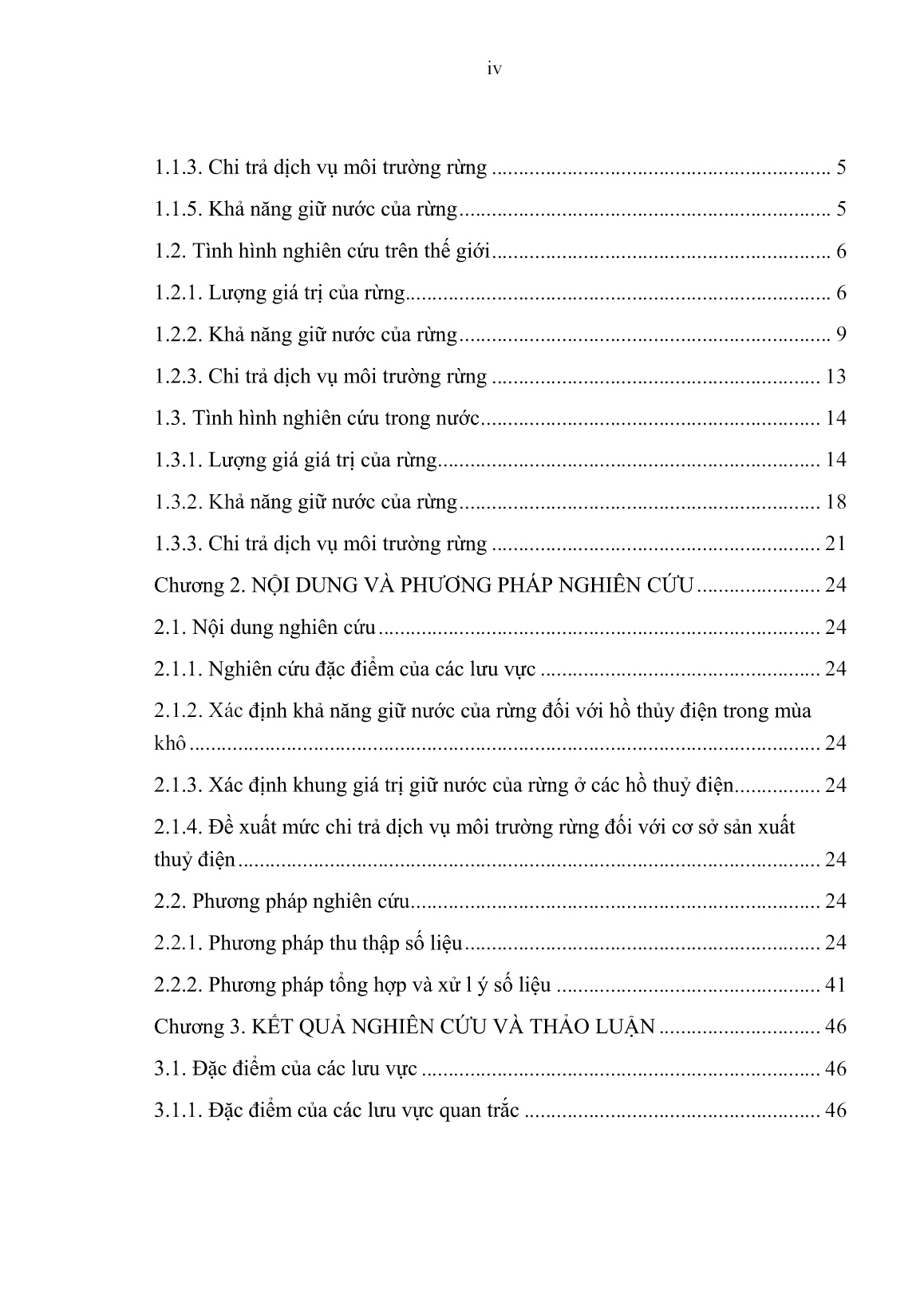 Luận án Nghiên cứu hiệu quả giữ nước của rừng phục vụ chi trả dịch vụ môi trường đối với hồ thủy điện ở Việt Nam trang 6