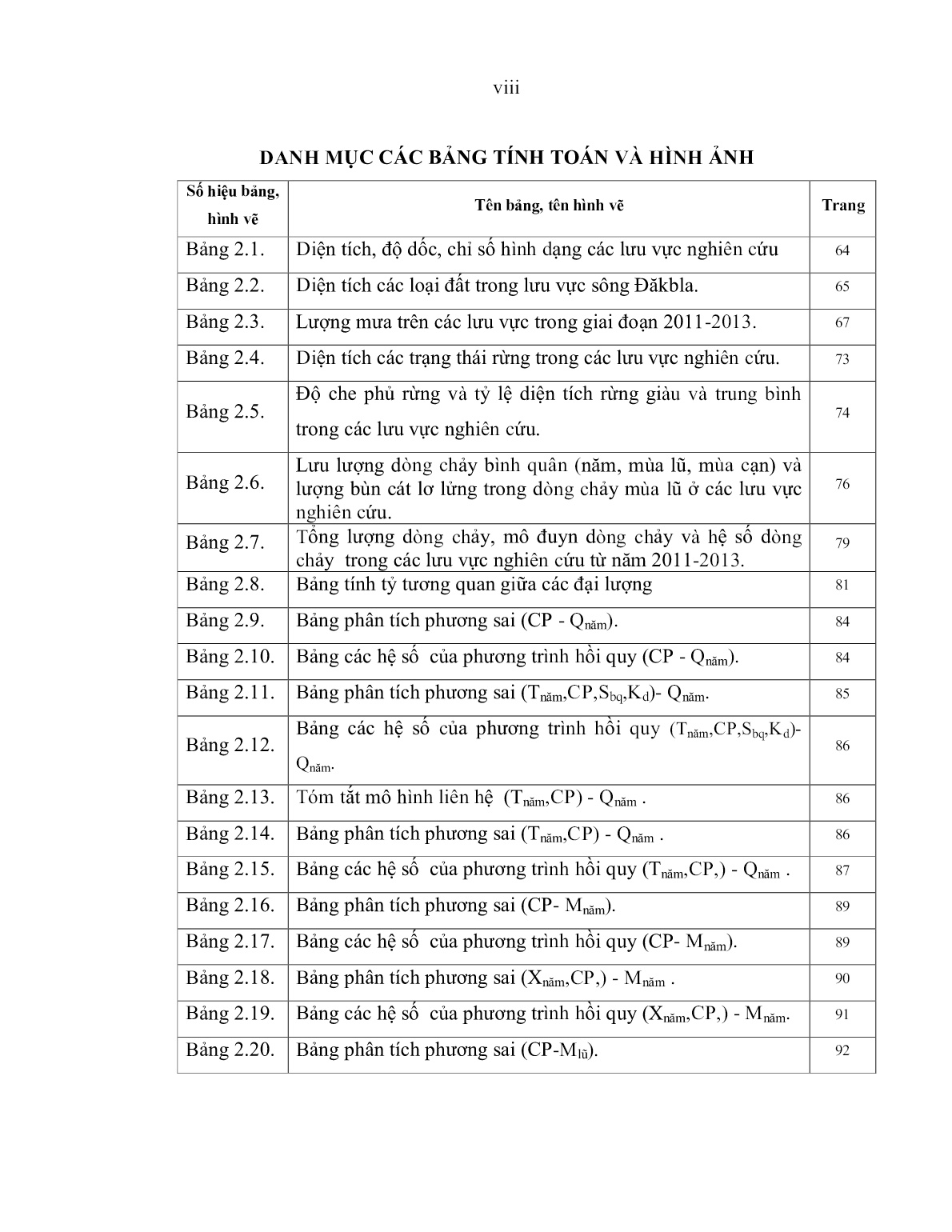 Luận án Nghiên cứu mối liên hệ giữa thảm thực vật rừng với dòng chảy và chất lượng nước trong lưu vực sông Đăkbla, tỉnh Kon Tum trang 10
