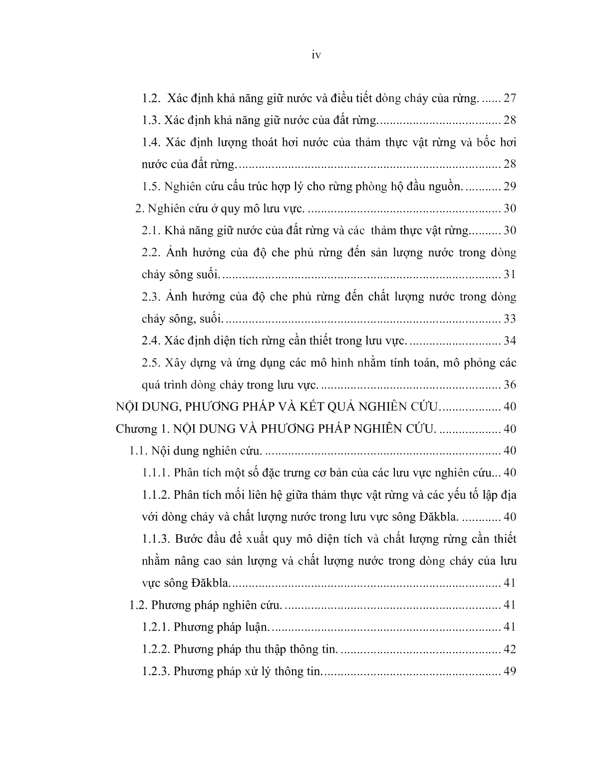 Luận án Nghiên cứu mối liên hệ giữa thảm thực vật rừng với dòng chảy và chất lượng nước trong lưu vực sông Đăkbla, tỉnh Kon Tum trang 6
