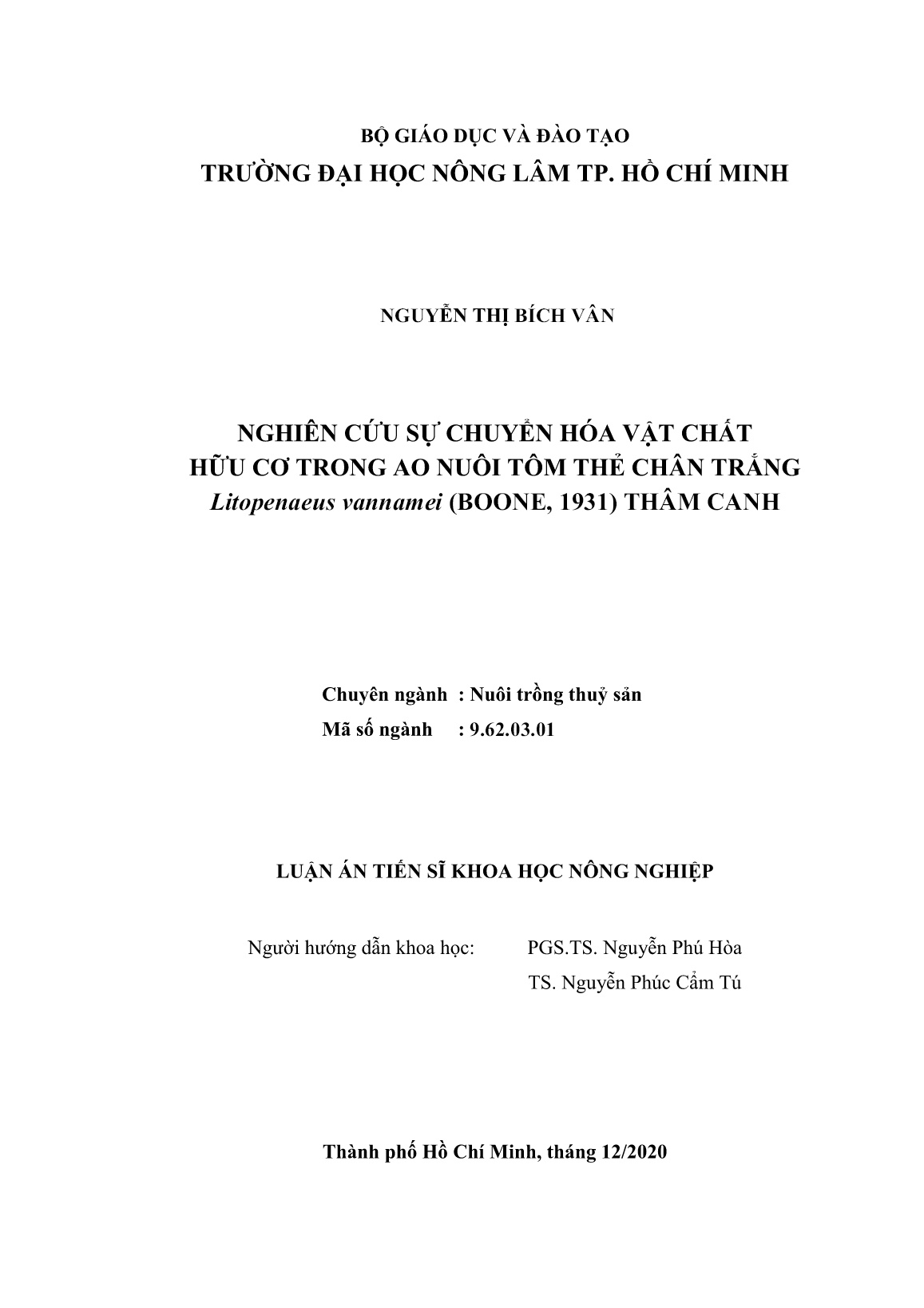 Luận án Nghiên cứu sự chuyển hóa vật chất hữu cơ trong ao nuôi tôm thẻ chân trắng Litopenaeus vannamei (boone, 1931) thâm canh trang 2