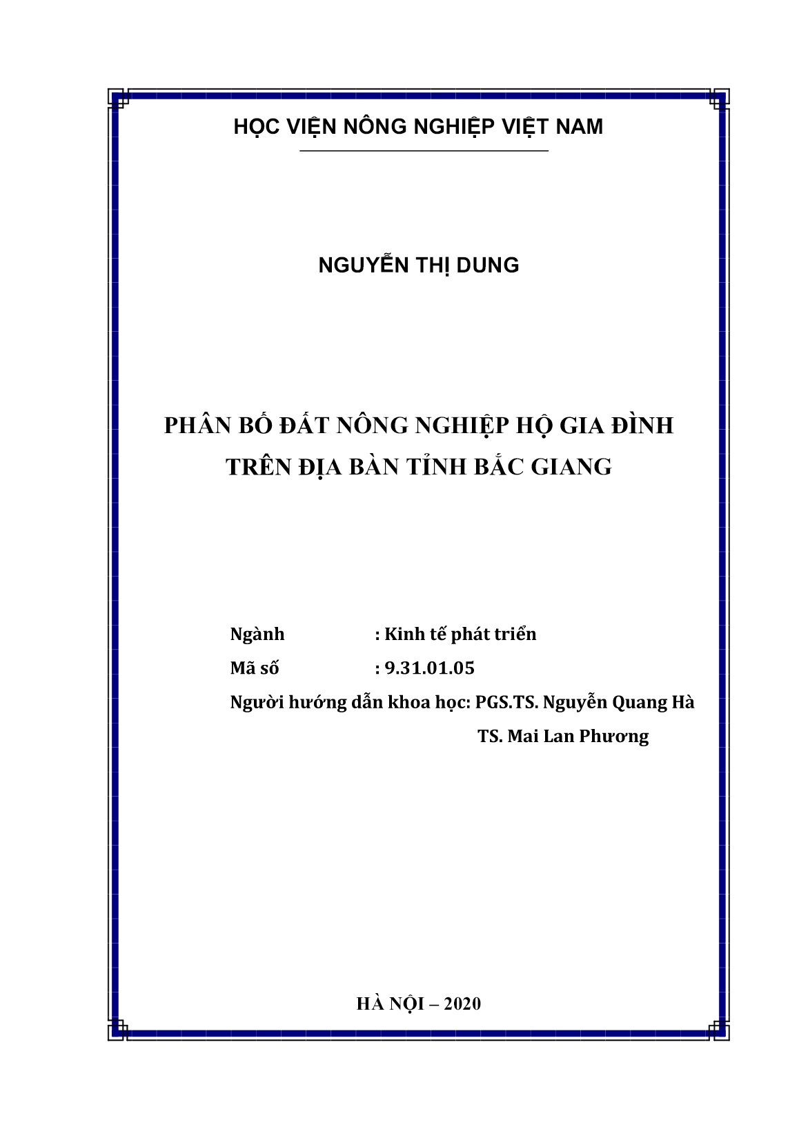 Luận án Phân bố đất nông nghiệp hộ gia đình trên địa bàn tỉnh Bắc Giang trang 2