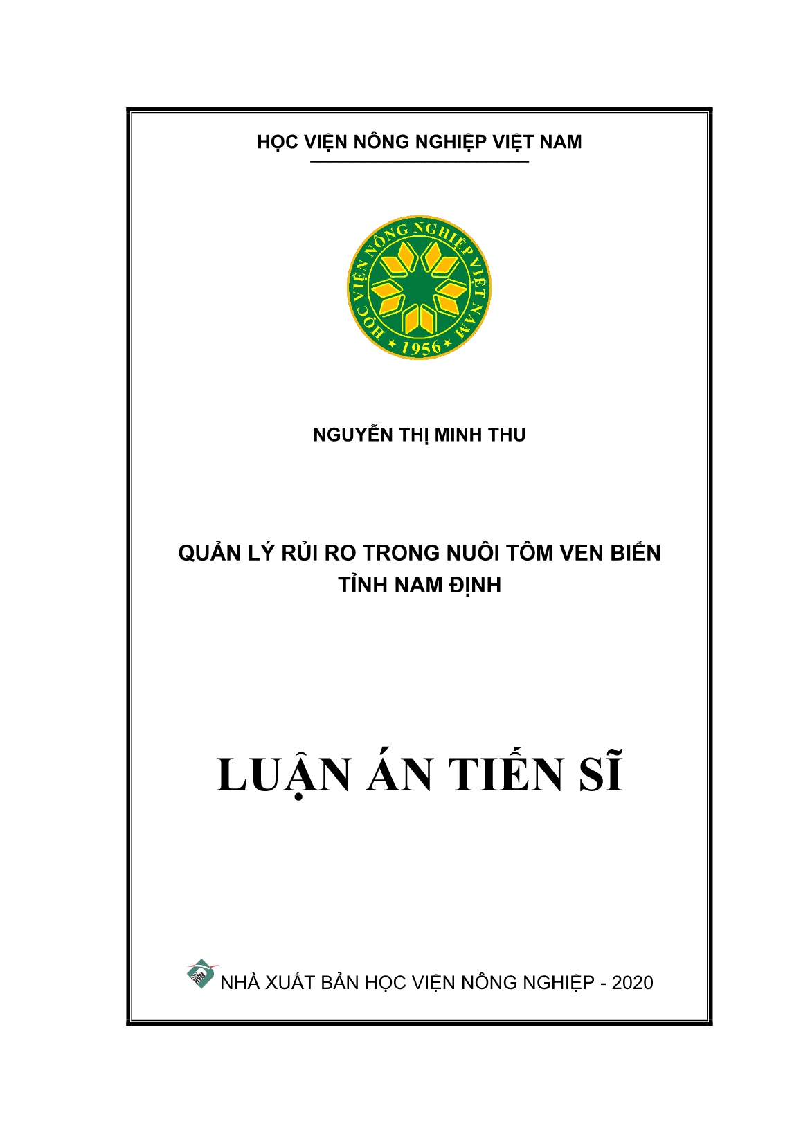 Luận án Quản lý rủi ro trong nuôi tôm ven biển tỉnh Nam Định trang 1 Luận án Quản lý rủi ro trong nuôi tôm ven biển tỉnh Nam Định trang 1