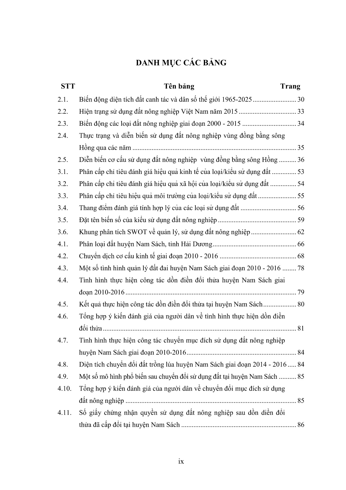 Luận án Nghiên cứu thực trạng và đề xuất giải pháp quản lý, sử dụng đất nông nghiệp hợp lý trên địa bàn huyện Nam Sách, tỉnh Hải Dương trang 9