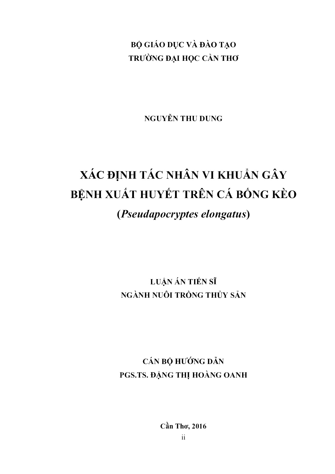 Luận án Xác định tác nhân vi khuẩn gây bệnh xuất huyết trên cá bống kèo (Pseudapocryptes elongatus) trang 2