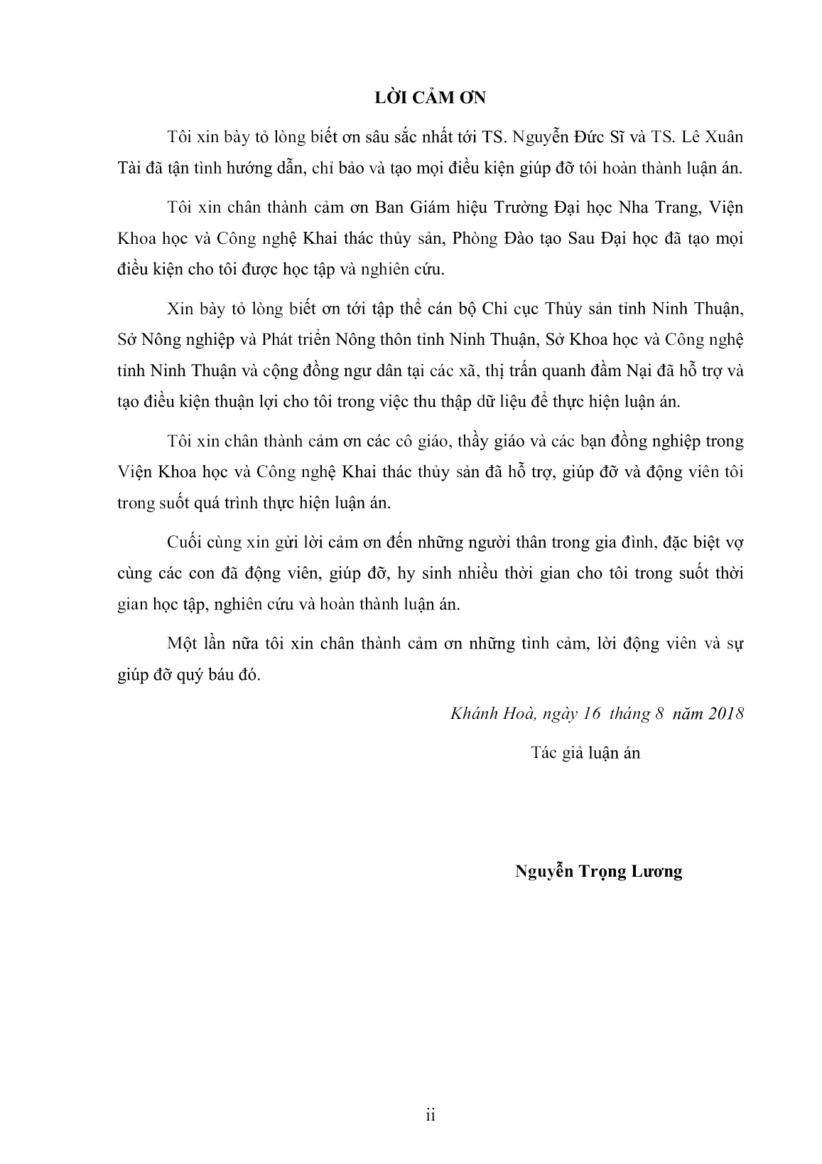 Luận án Giải pháp khai thác hợp lý nguồn lợi thủy sản tại đầm Nại, huyện Ninh Hải, tỉnh Ninh Thuận trang 4