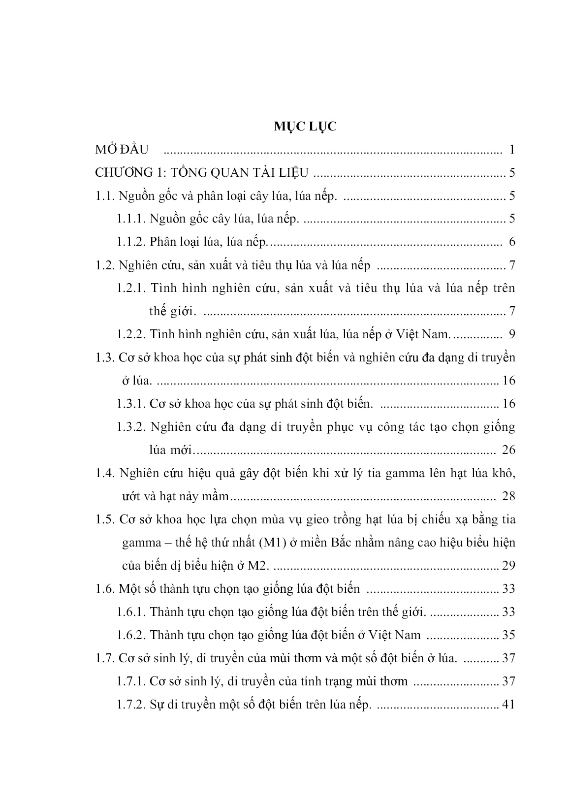 Luận án Nghiên cứu cải tiến một số giống lúa nếp bằng chiếu xạ tia gamma (Co⁶⁰) vào hạt nảy mầm trang 7