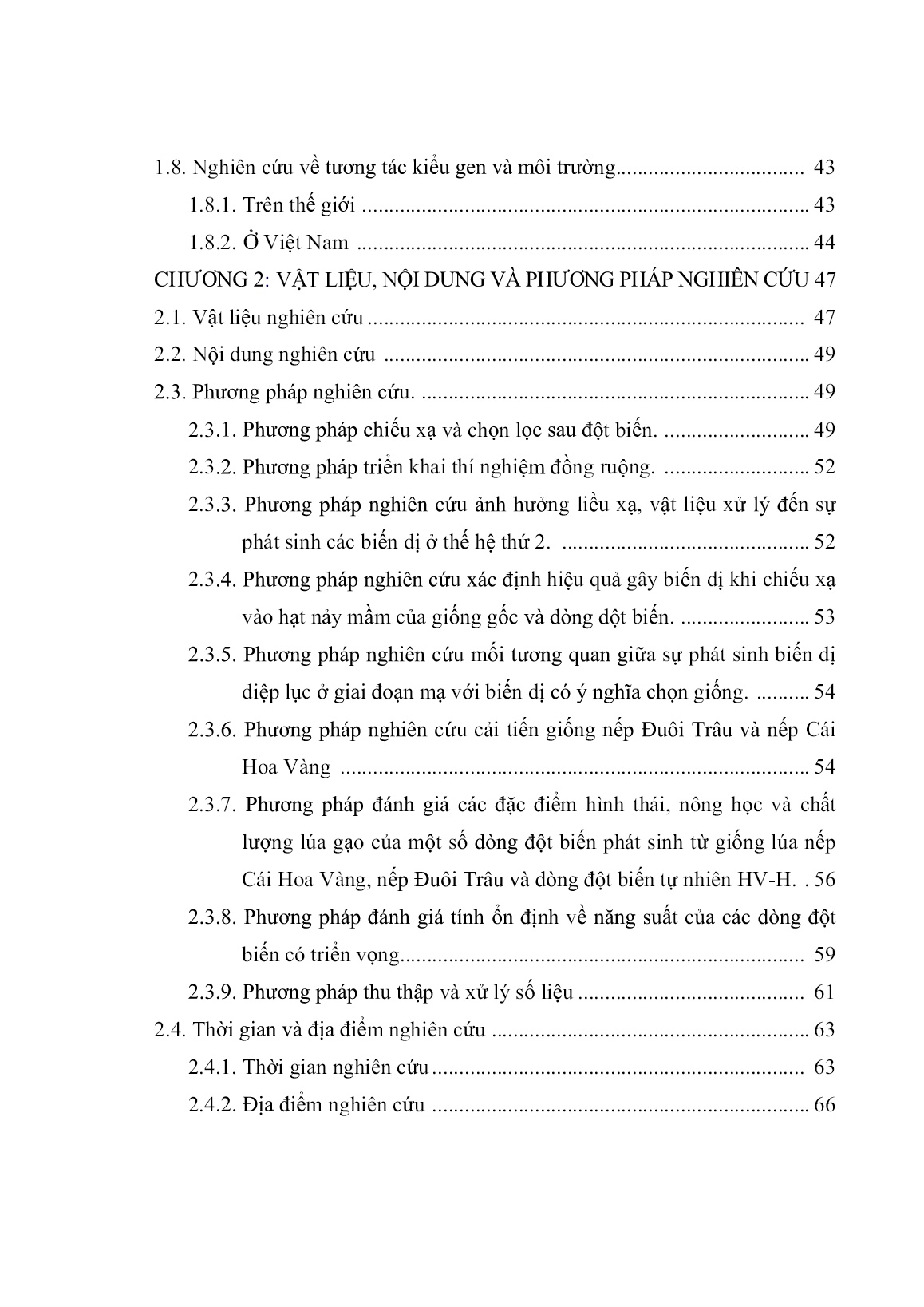 Luận án Nghiên cứu cải tiến một số giống lúa nếp bằng chiếu xạ tia gamma (Co⁶⁰) vào hạt nảy mầm trang 8