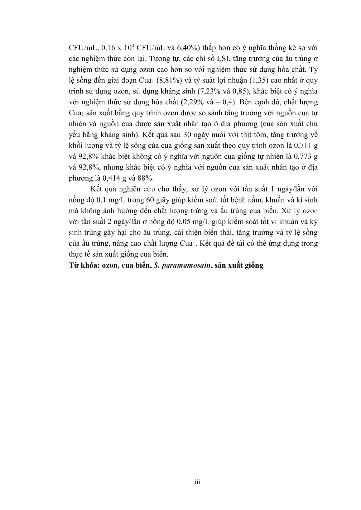 Luận án Nghiên cứu sử dụng Ozon trong sản xuất giống cua biển (Scylla paramamosain Estampador, 1949) trang 5