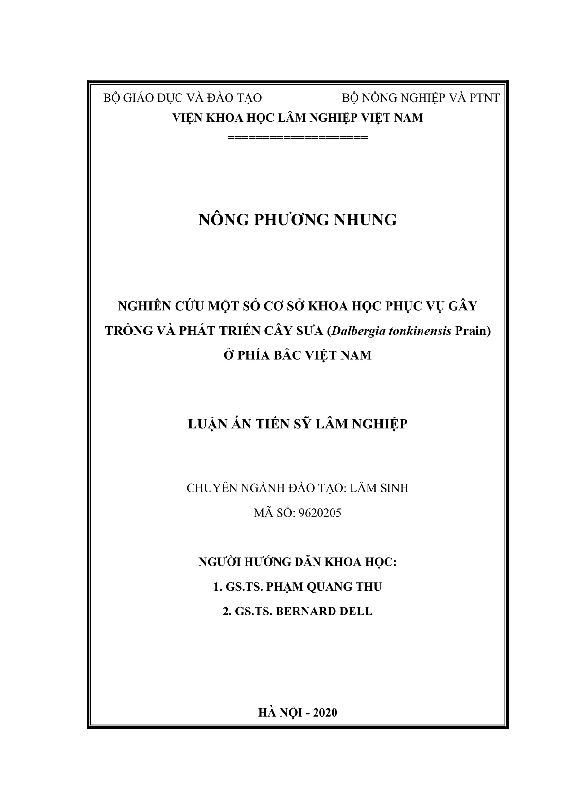 Luận án Nghiên cứu một số cơ sở khoa học phục vụ gây trồng và phát triển cây sưa (Dalbergia tonkinensis Prain) ở phía Bắc Việt Nam trang 2