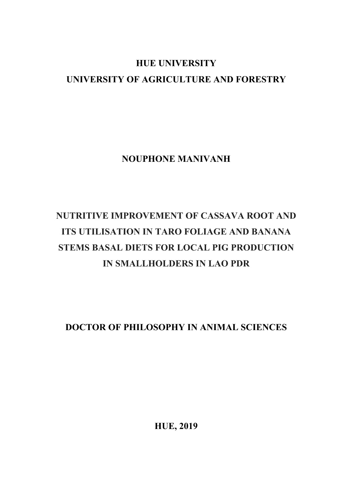 Luận án Nutritive improvement of cassava root and its utilisation in taro foliage and banana stems basal diets for local pig production in smallholders in lao PDR trang 1 Luận án Nutritive improvement of cassava root and its utilisation in taro foliage and banana stems basal diets for local pig production in smallholders in lao PDR trang 1