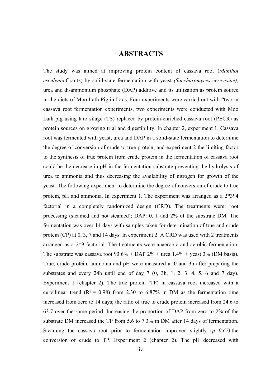 Luận án Nutritive improvement of cassava root and its utilisation in taro foliage and banana stems basal diets for local pig production in smallholders in lao PDR trang 6 Luận án Nutritive improvement of cassava root and its utilisation in taro foliage and banana stems basal diets for local pig production in smallholders in lao PDR trang 6