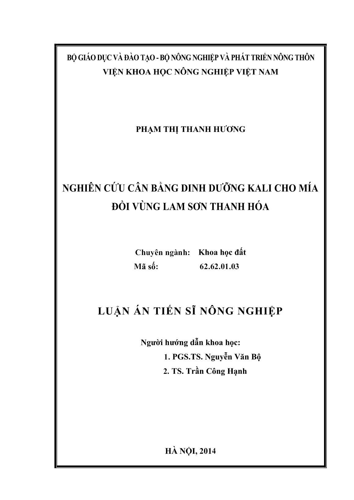 Luận án Nghiên cứu cân bằng dinh dưỡng Kali cho mía đồi vùng Lam Sơn Thanh Hóa trang 2