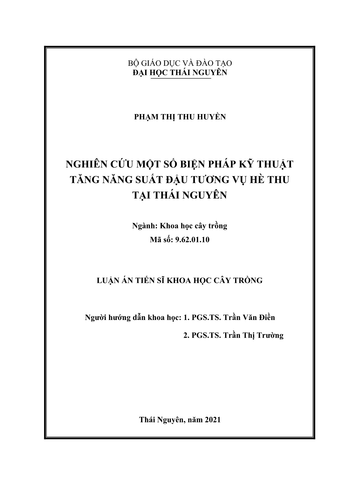 Luận án Nghiên cứu một số biện pháp kỹ thuật tăng năng suất đậu tương vụ hè thu tại Thái Nguyên trang 2