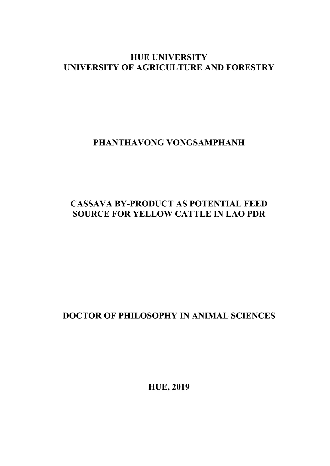 Luận án Cassava by-product as potential feed source for yellow cattle in Lao PDR trang 1
