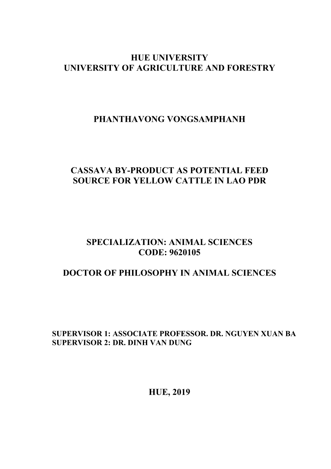 Luận án Cassava by-product as potential feed source for yellow cattle in Lao PDR trang 2
